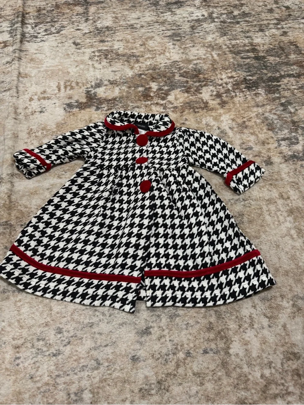 Holiday Editions Special Occasion B&W houndstooth glitter thread girl's coat 18m